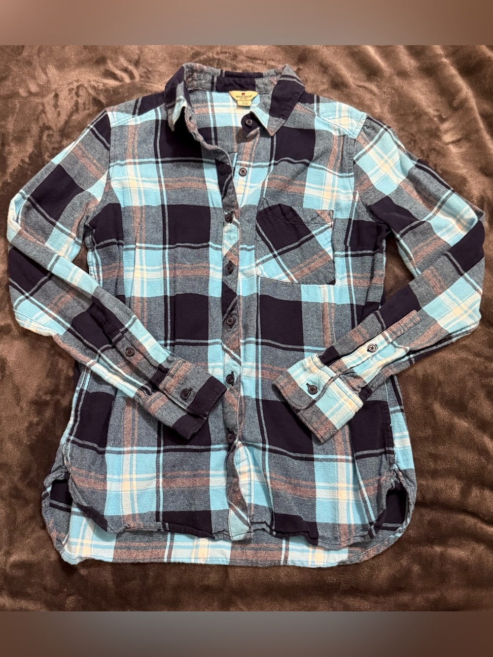 Woolrich Women's Blue & Black Plaid Button-Down Shirt